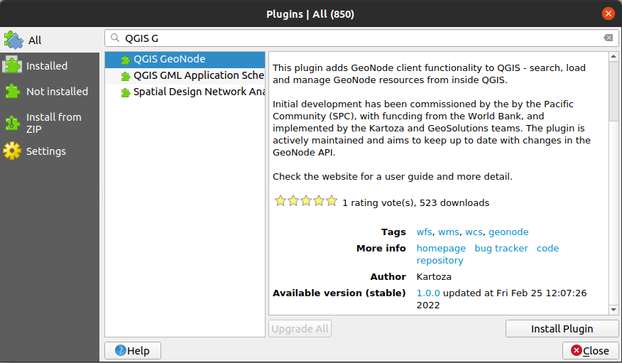 Search for QGIS GeoNode